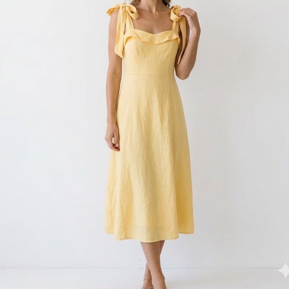 Trixxi Sunlit Yellow Tie-Shoulder Maxi Dress